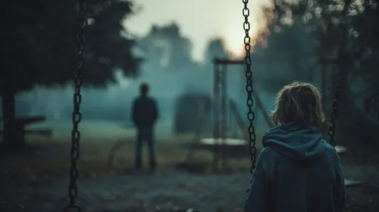 Divorced father visits a playground with his child
