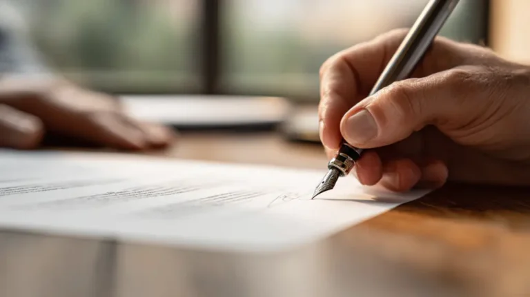 Contract ready for signature at the end of an uncontested divorce