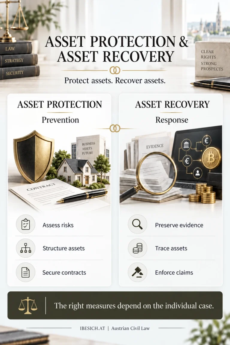 Infographic comparing asset protection and asset recovery