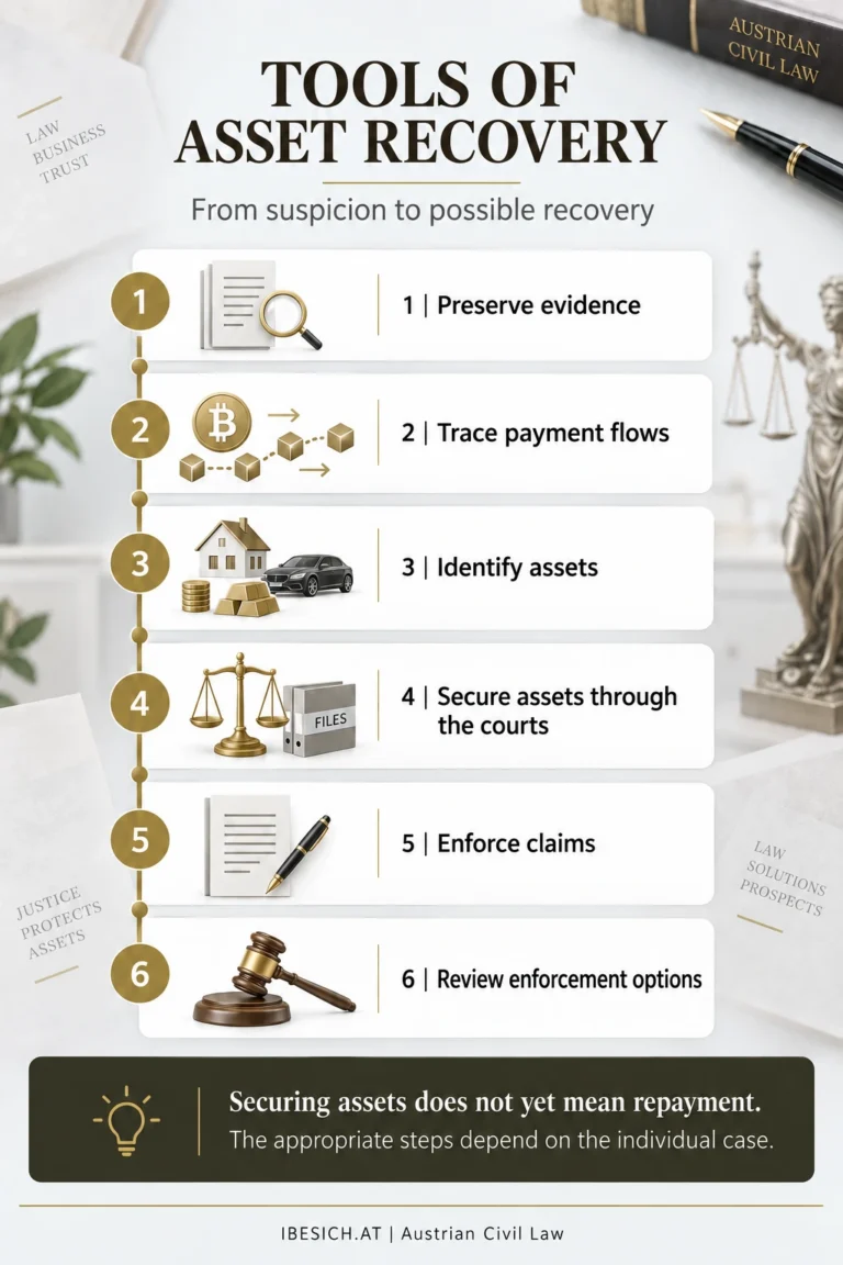 Infographic showing six tools used in asset recovery
